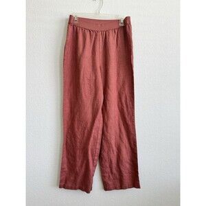 Soft Surroundings Women's Red Pull On Pants 100% Linen Stretch Waist Medium